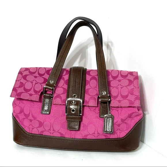 バッグ COACH Shoulder bag Signature Pink Coach | Bags | Coach Pink Signature C Canvas Leather Footed